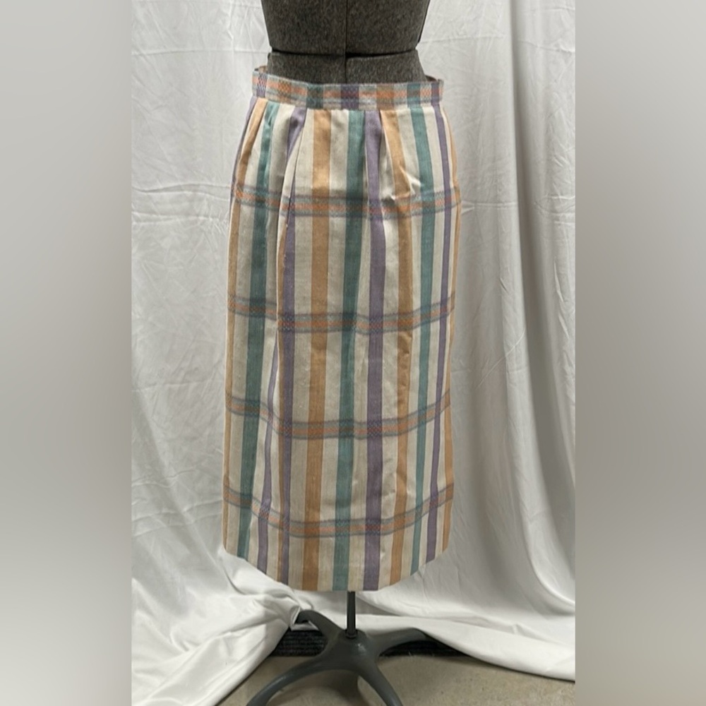 Vintage Prophecy Plaid Linen Blend Pencil Skirt Size 12